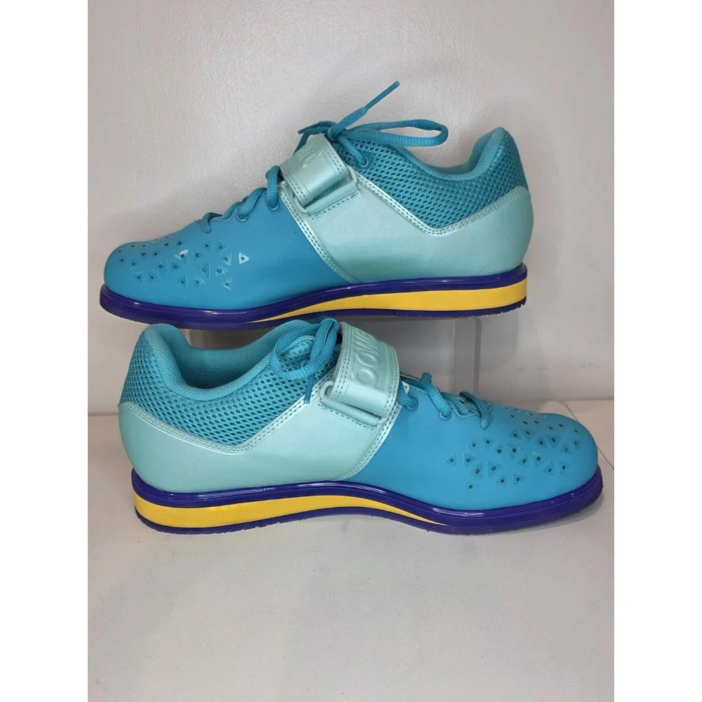 Adidas Powerlift 3 Weightlifting Shoes Men's 10 Teal Blue Purple Yellow BY8890